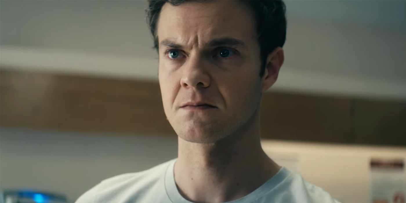 Jack Quaid as Hughie looking upset in The Boys season 4.