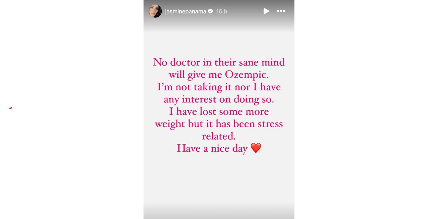 Jasmine Pineda In 90 Day Fiance no Instagram falando sobre sua perda de peso