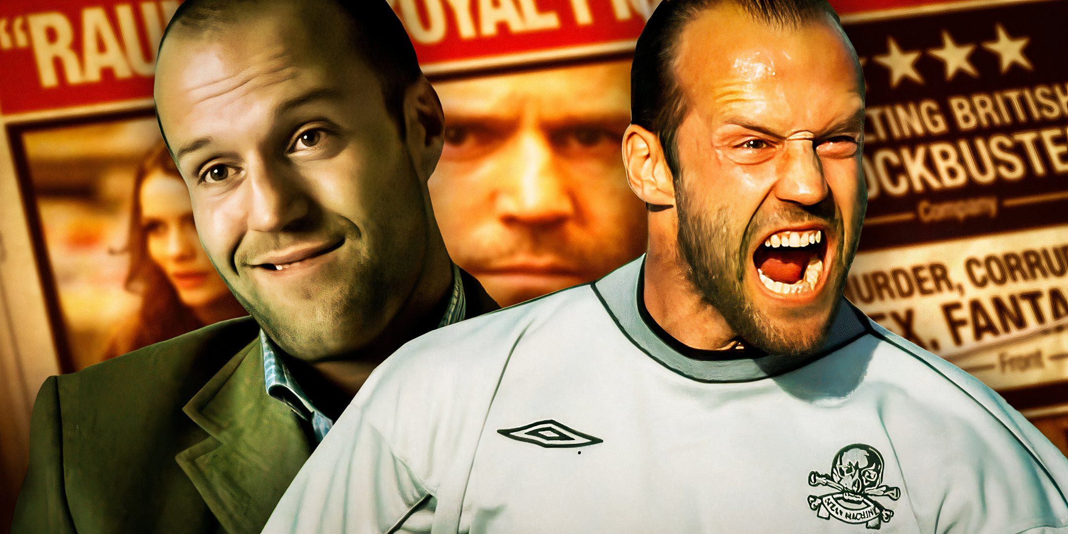 Jason Statham as Monk from Mean Machine and Jason Statham as Turkish from Snatch