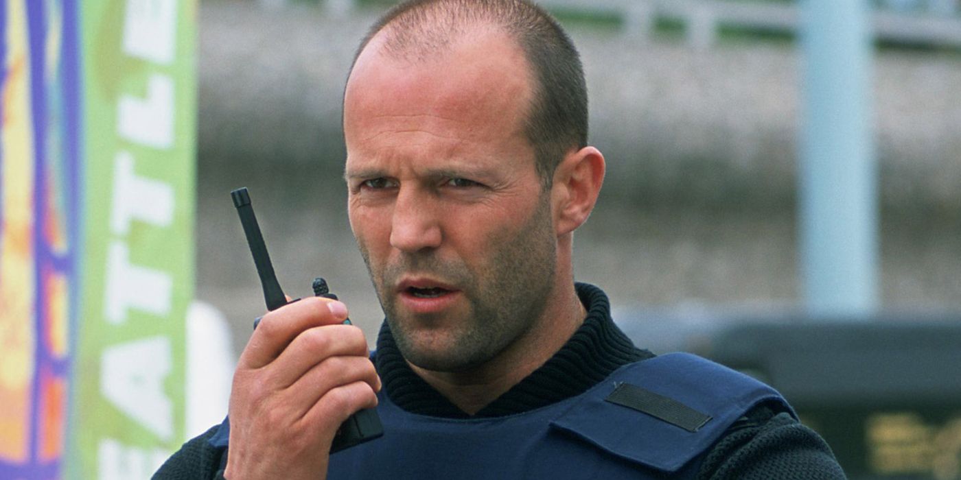 Jason Statham Chaos with a walkie talkie