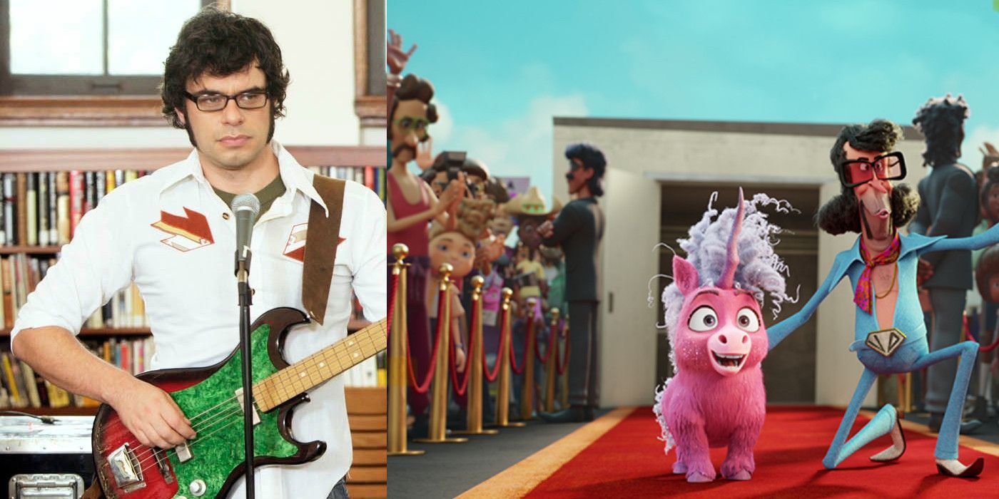 Jemaine Clement Thelma the Unicorn and Flight of the Conchord side by side