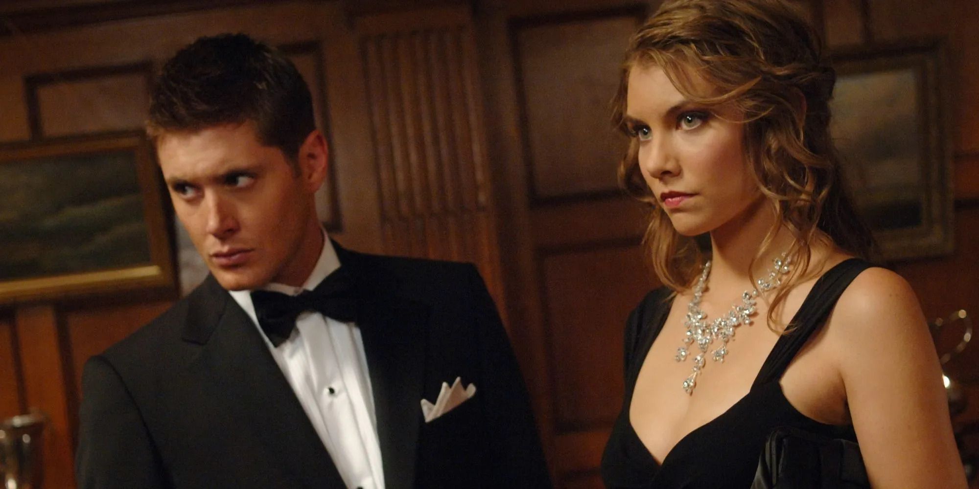 Jensen Ackles as Dean Winchester and Lauren Cohan as Bela Talbot in Supernatural