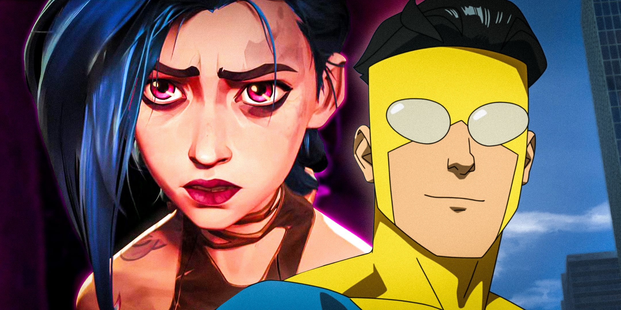 Jinx-from-Arcane-League-of-Legends-and-Steven-Yeun-as-Mark-Grayson--from-Invincible