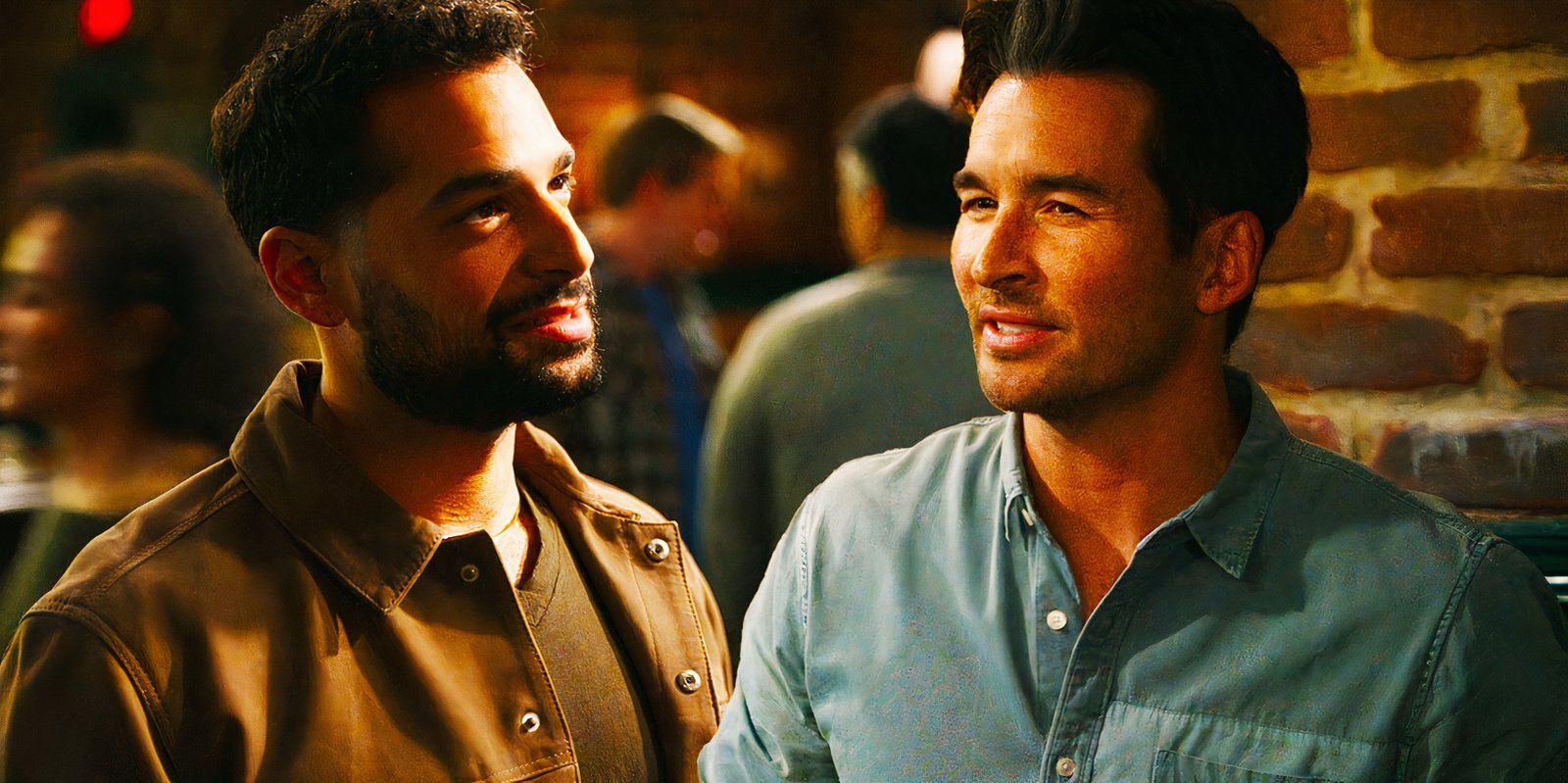 Johnny Sibilly as Dominic Amaya and Jay Hayden as Travis Montgomery in Station 19 season 7, episode 7