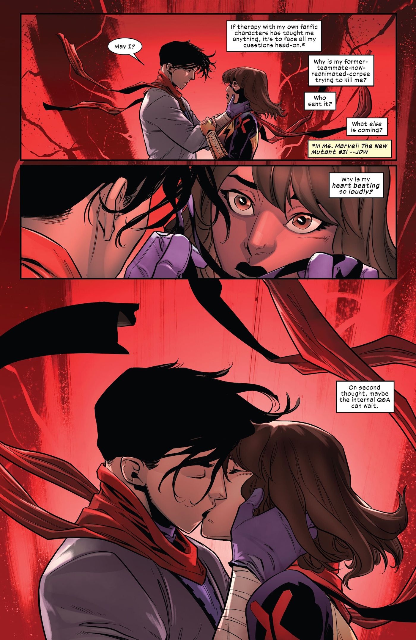 Kamala and Kareem Kiss while Zombie Cyclops' blasts fire in the air