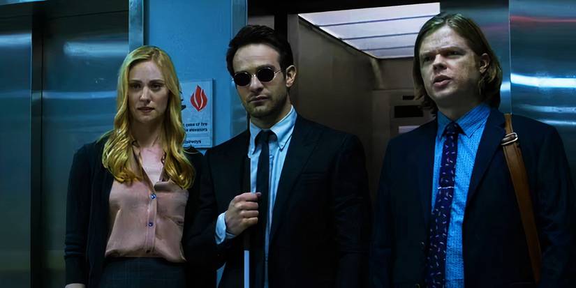Karen Page, Matt Murdock and Foggy Nelson in Netflix's Daredevil stood side by side