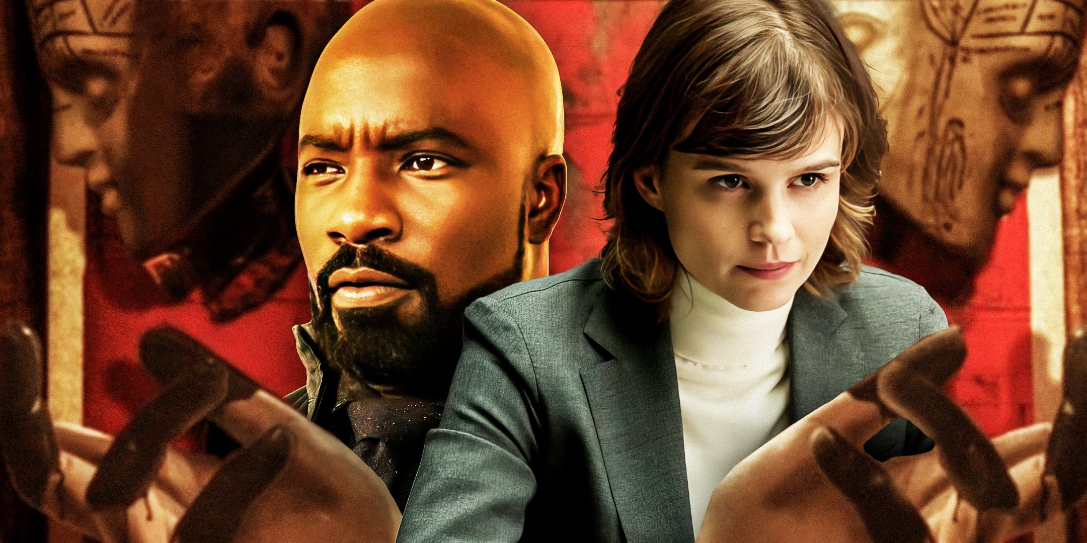 Katja Herbers as Kristen Bouchard and Mike Colter as David Acosta from Evil