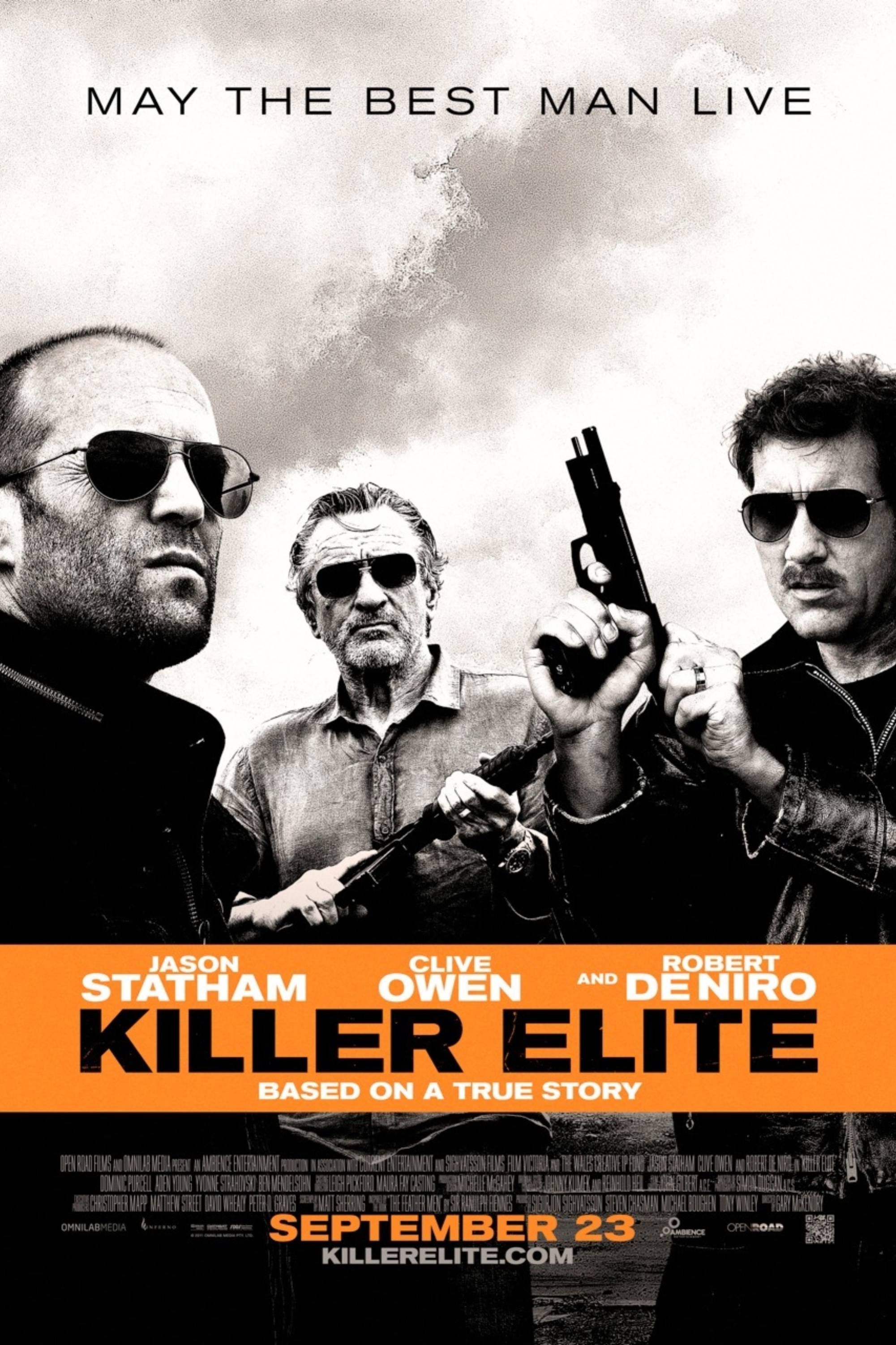 Killer Elite - Poster - Jason Statham, Clive Owen e Robert De Niro com armas
