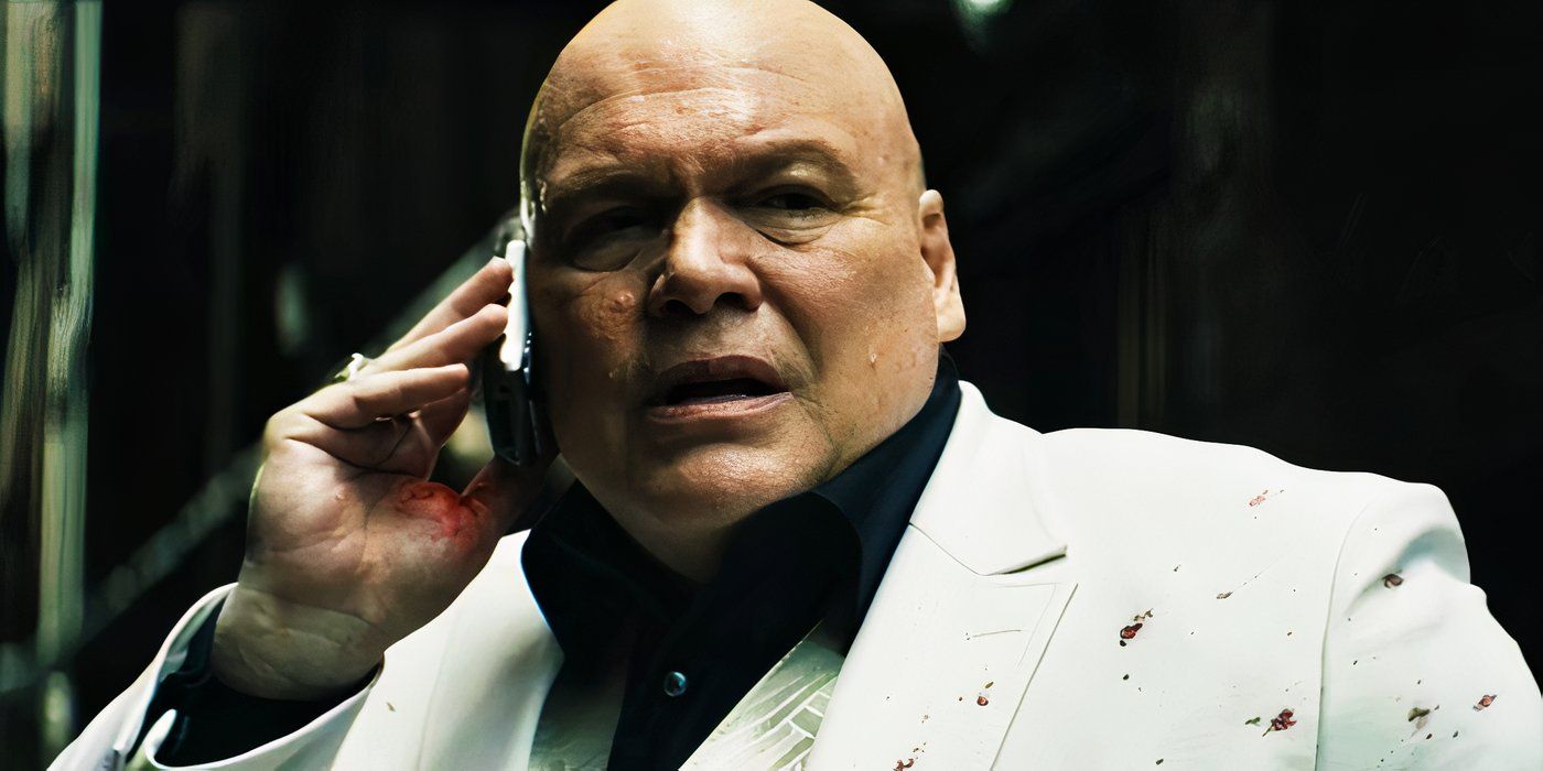 Kingpin on the phone covered in blood in Echo