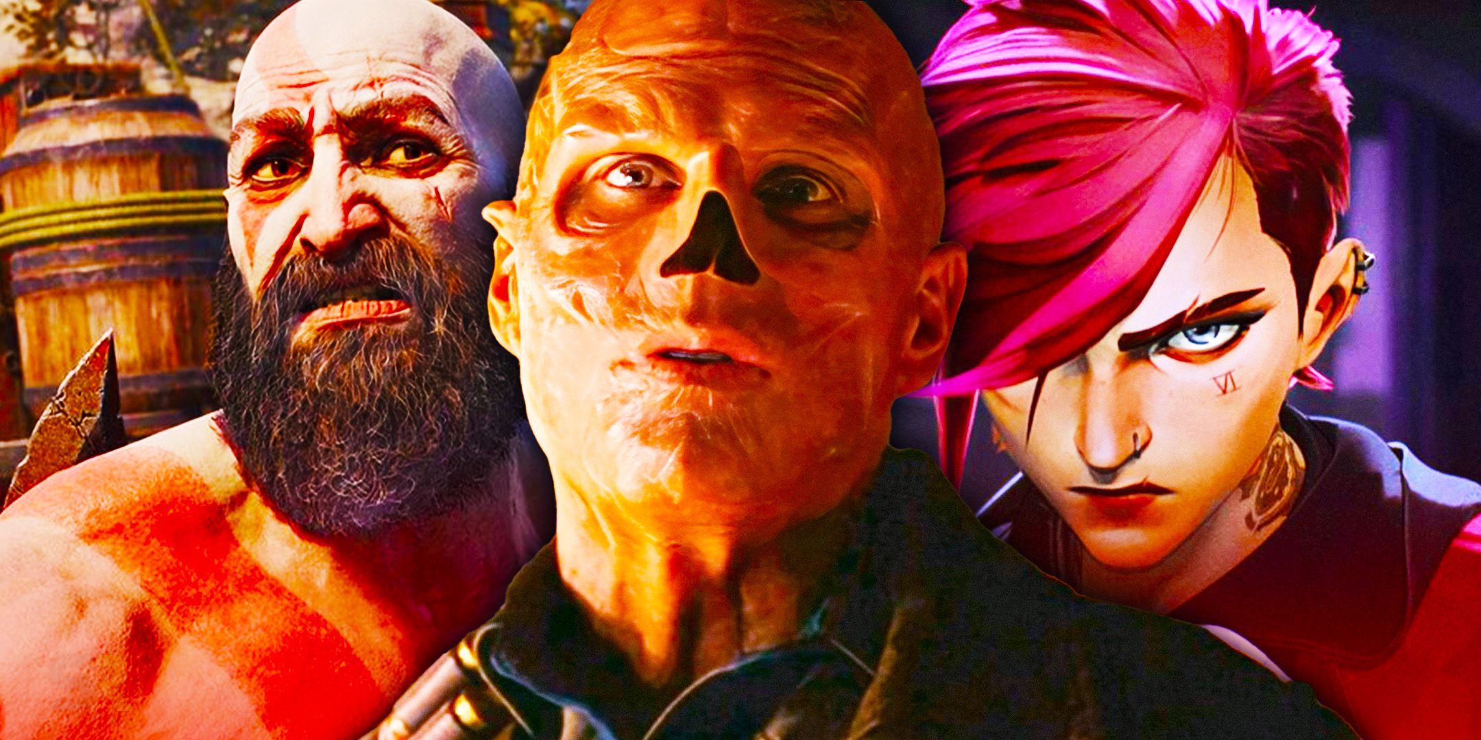 Kratos from God of War, Walton Goggins as The Ghoul from Fallout and Vi from Arcane