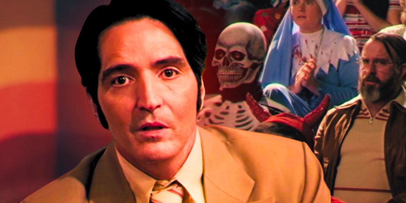 David Dastmalchian as Jack Delroy Alongside the Skeleton from Late Night with the Devil