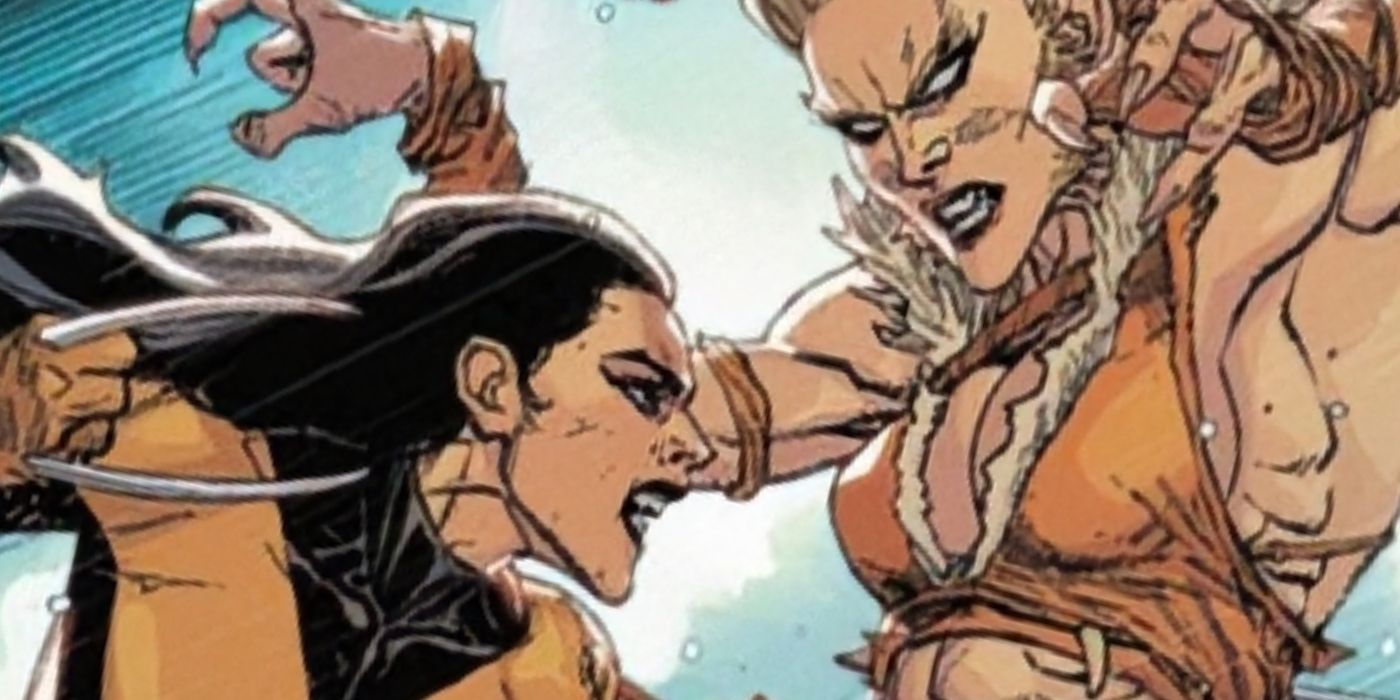 O Wolverine de Laura Kinney lutando contra a fêmea Dentes de Sabre.
