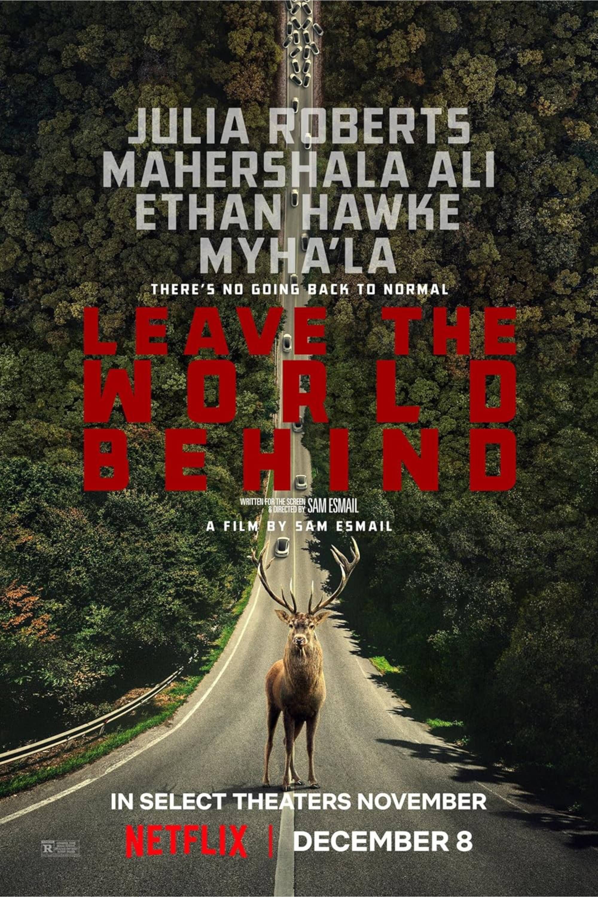 Leave the World Behind (2023) - Poster - Deer In Middle Of The Road