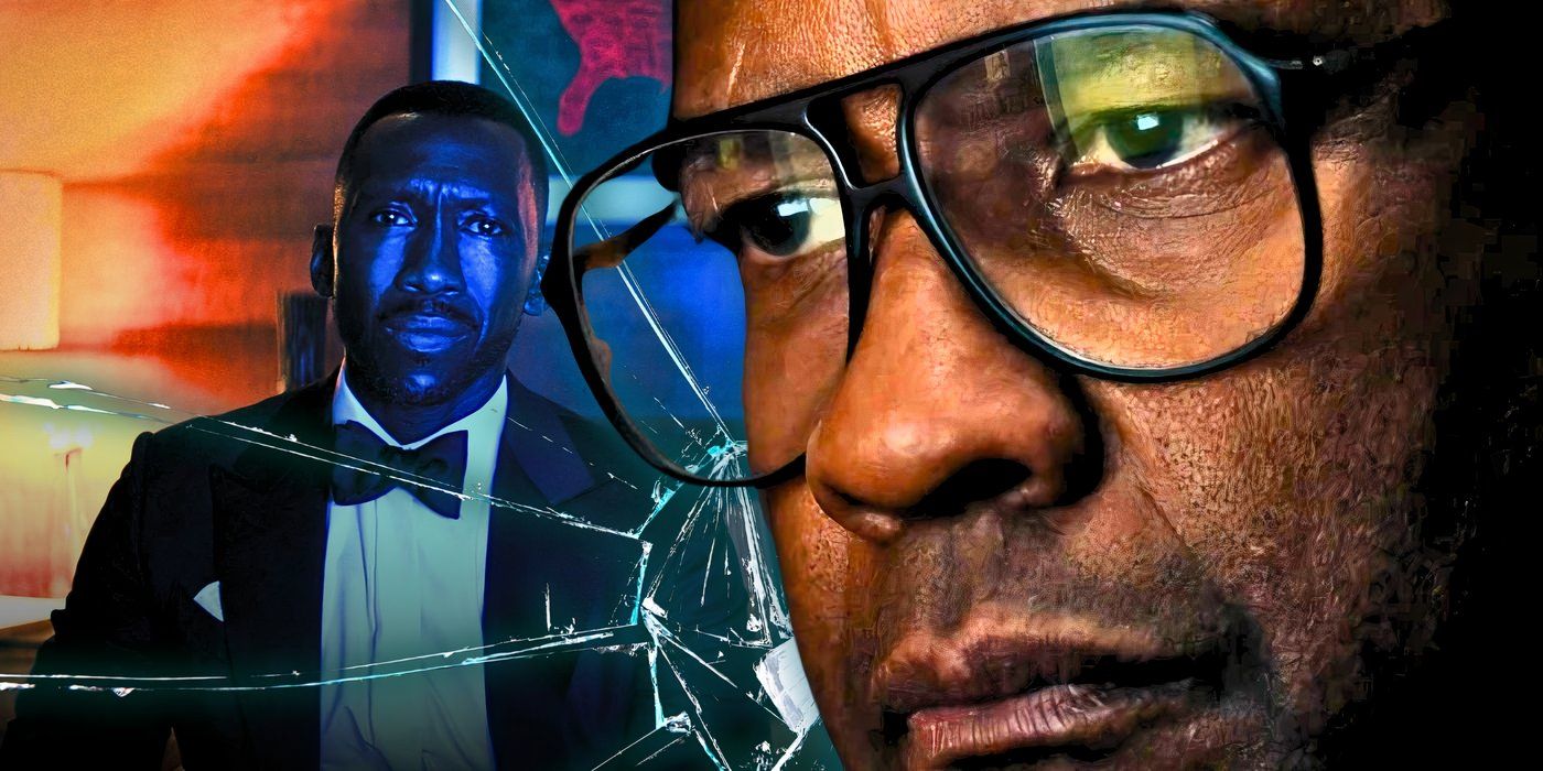 An image of Denzel Washington layered over an image of Mahershala Ali as G.H. Scott in Leave the World Behind