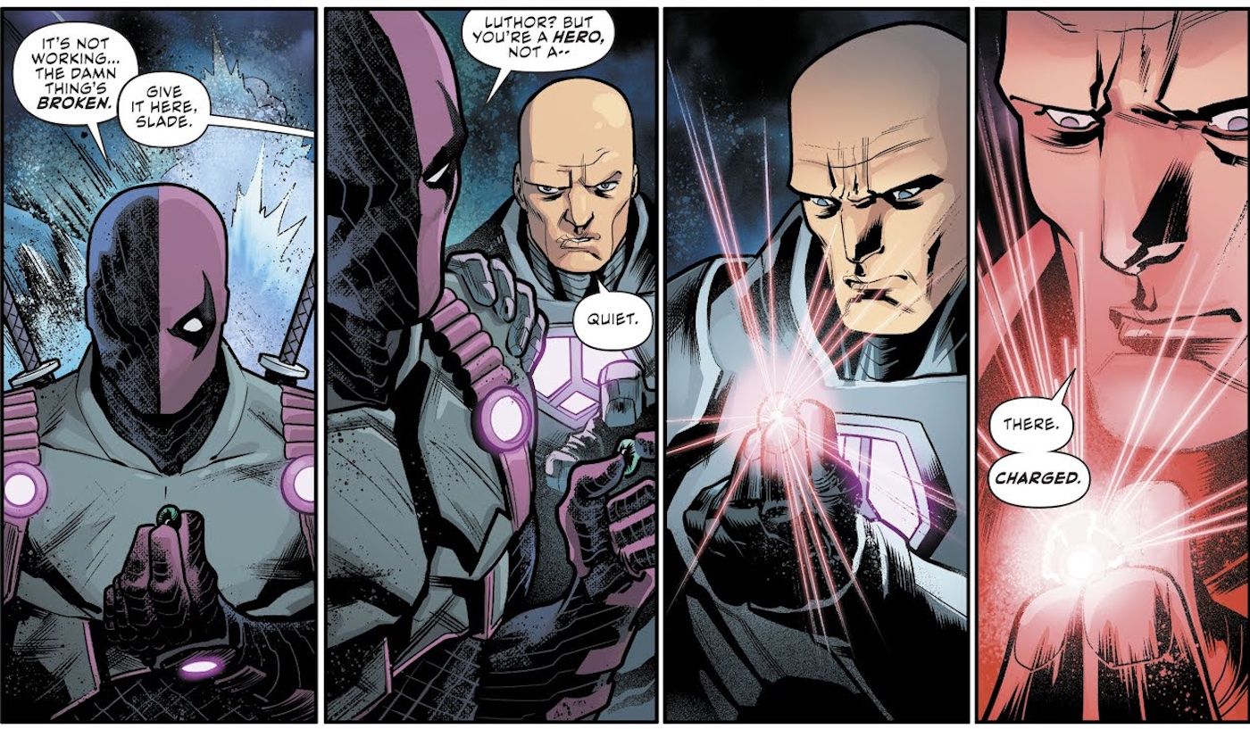 Lex Luthor carrega um cristal com entropia