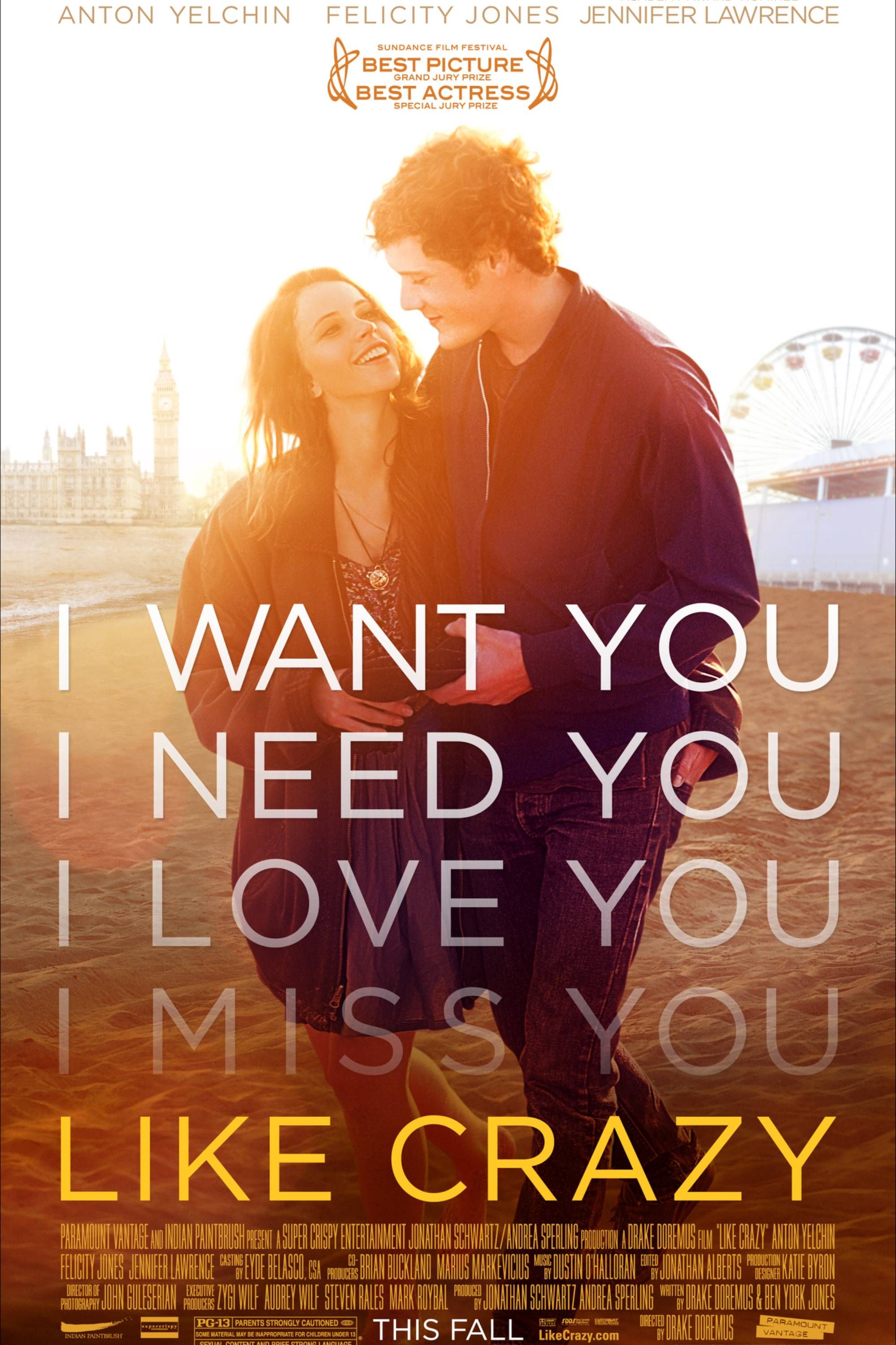 Like Crazy - Poster - Anton Yelchin &amp; Jennifer Lawrence Hugging