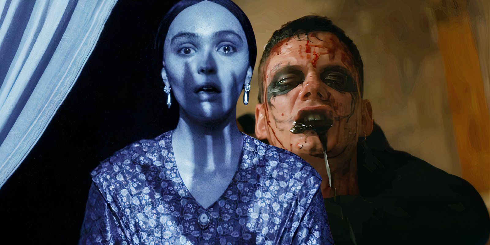 Lily Rose Depp in Nosferatu juxtaposed with Bill Skarsgård in The Crow remake
