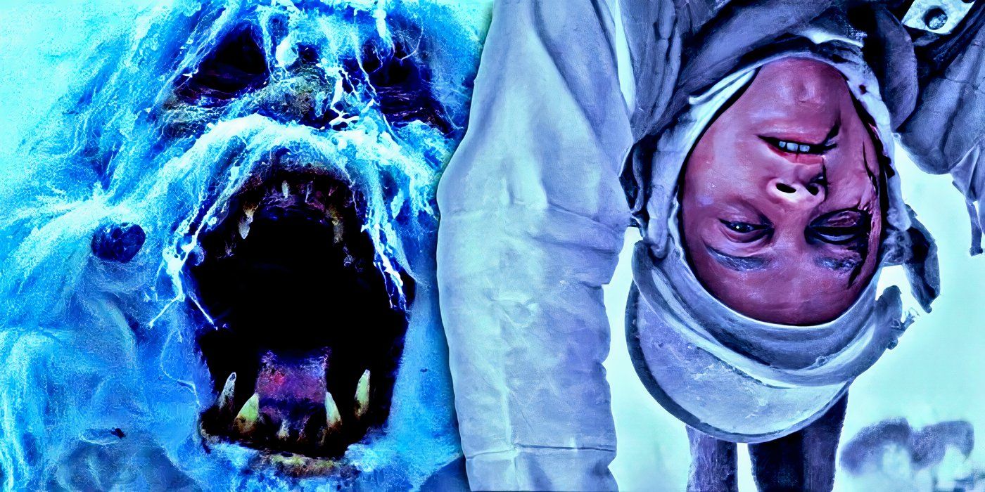 Star Wars' Luke Skywalker with a Wampa behind him.