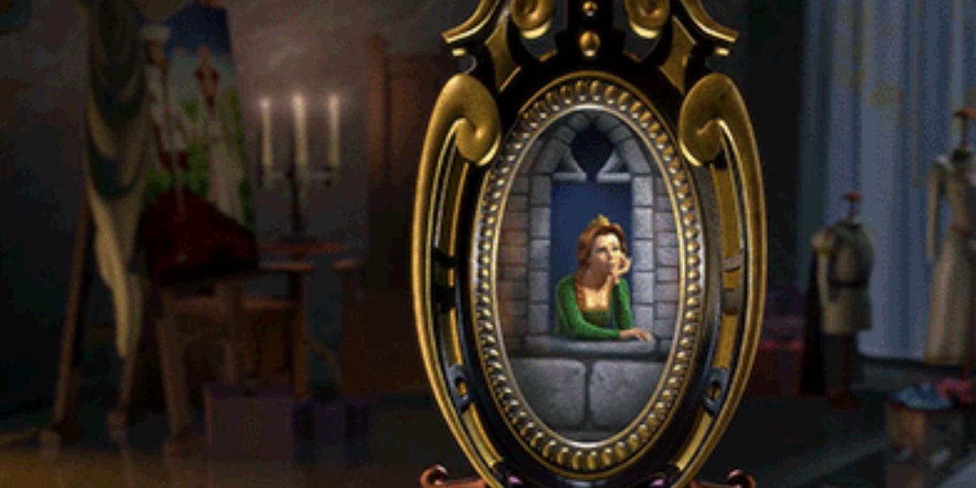 Magic Mirror shows Fiona to Lord Farquaad in Shrek