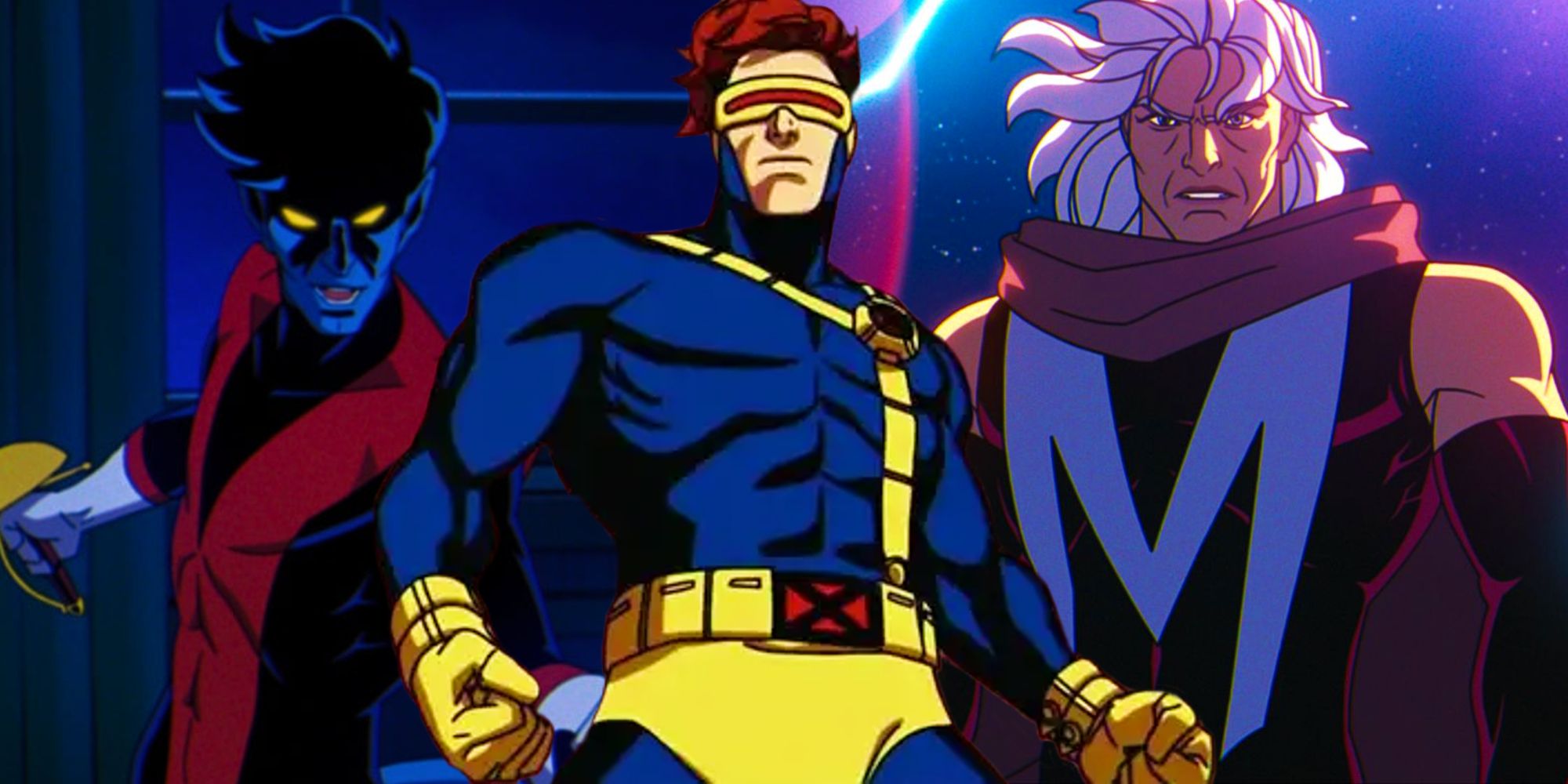 Cyclops, Magneto, and Nightcrawler as seen in X-Men '97 (2024)