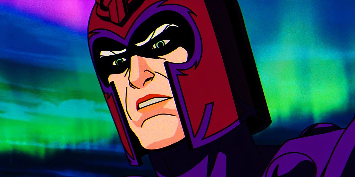 Magneto in his helmet with an aurora in X-Men '97 episode 9