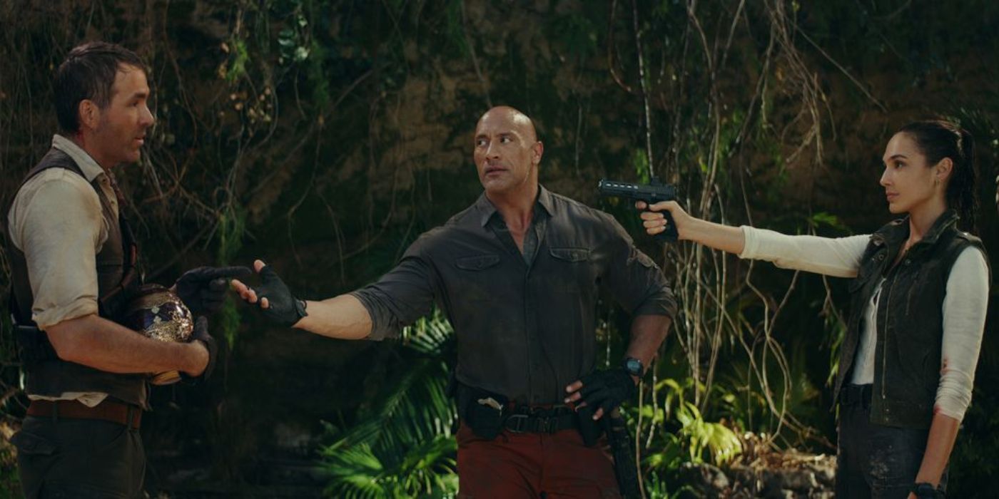 Ryan Reynolds, The Rock, and Gal Gadot in Red Notice