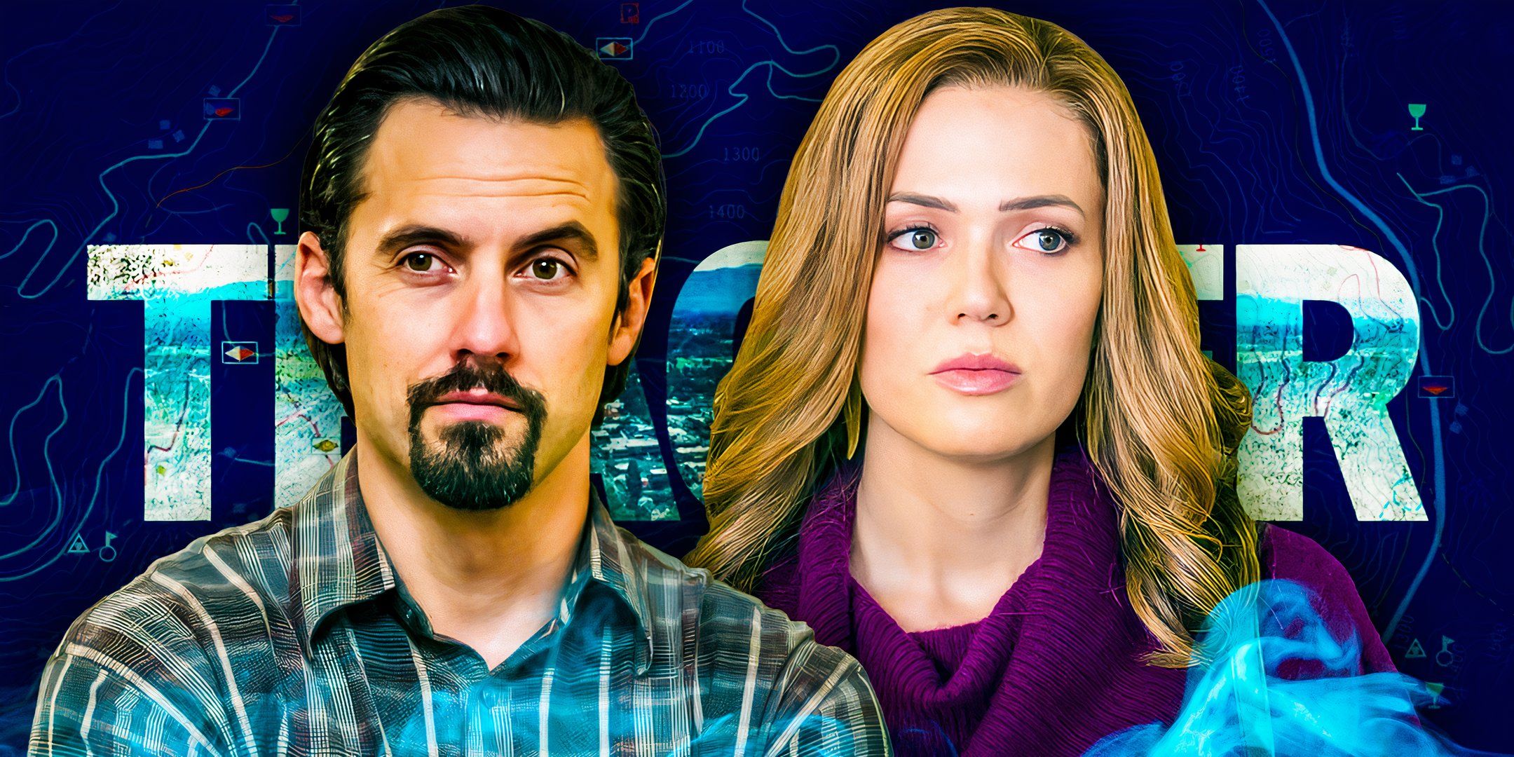 Custom image of Milo Ventimiglia and Mandy Moore in front of the Tracker TV series title.