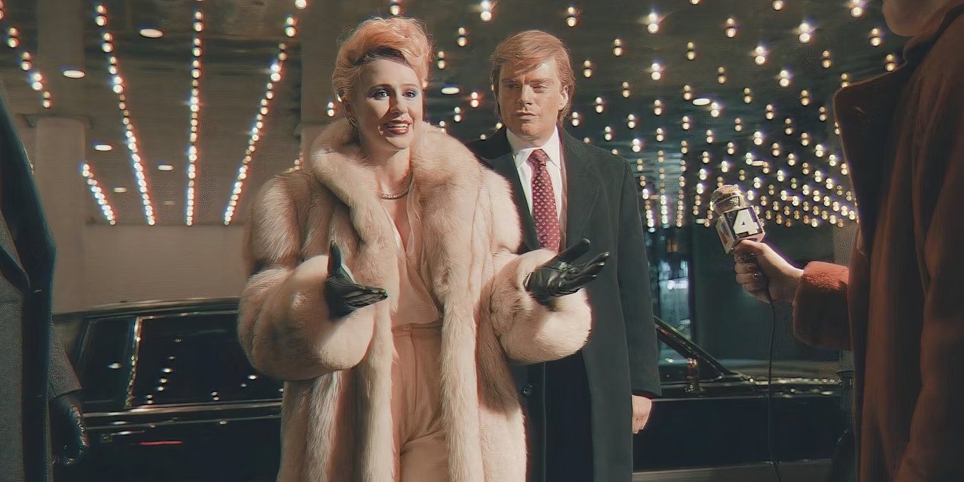 Maria Bakalova & Sebastian Stan as Ivana and Donald Trump in The Apprentice movie 