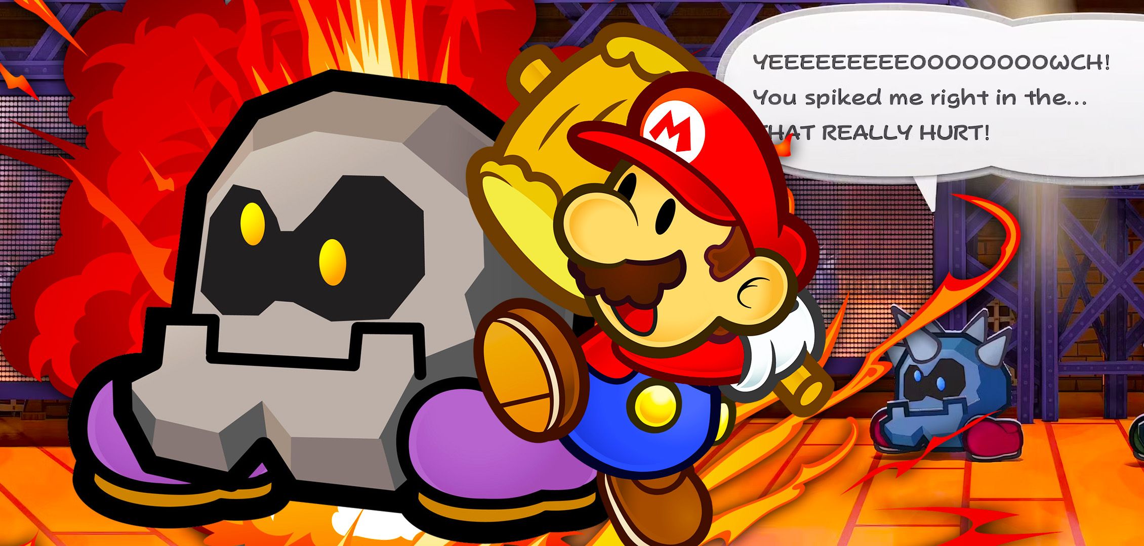 Paper Mario The Thousand-Year Door Mario with Iron Cleft boss from Glitz Pit encounter