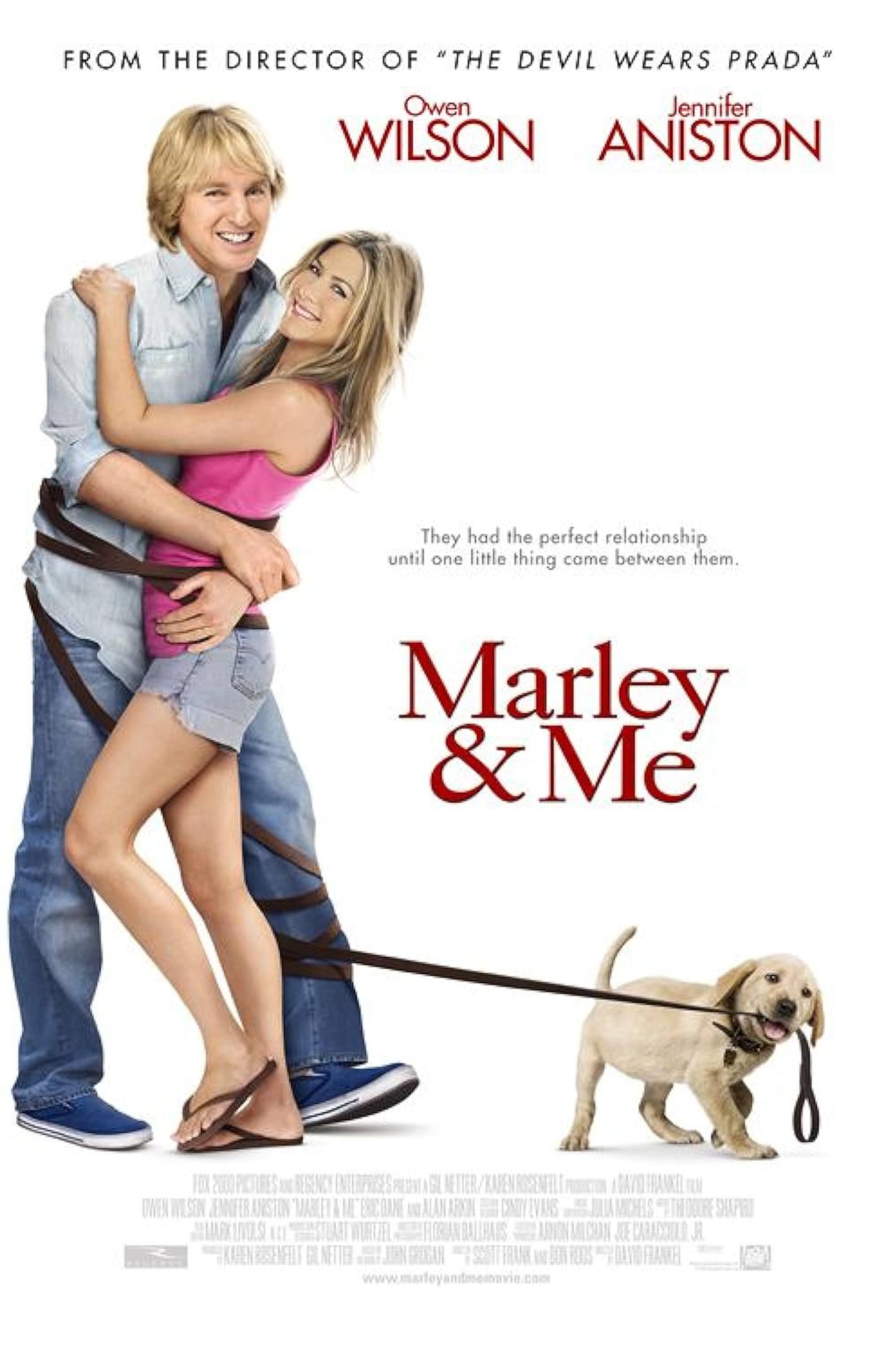 Marley & Me (2008) - Poster - Owen Wilson & Jennifer Aniston Hugging each other with a dog