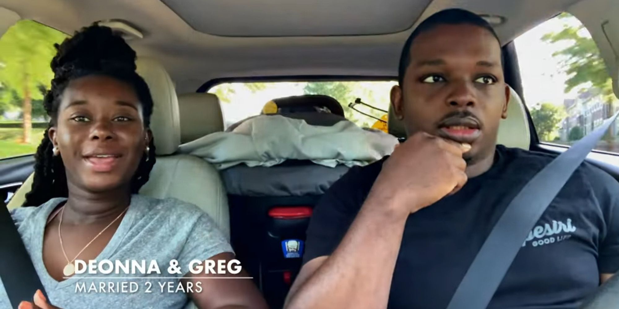 Married at First Sight season 9 Deonna McNeill & Gregory Okotie talking in car