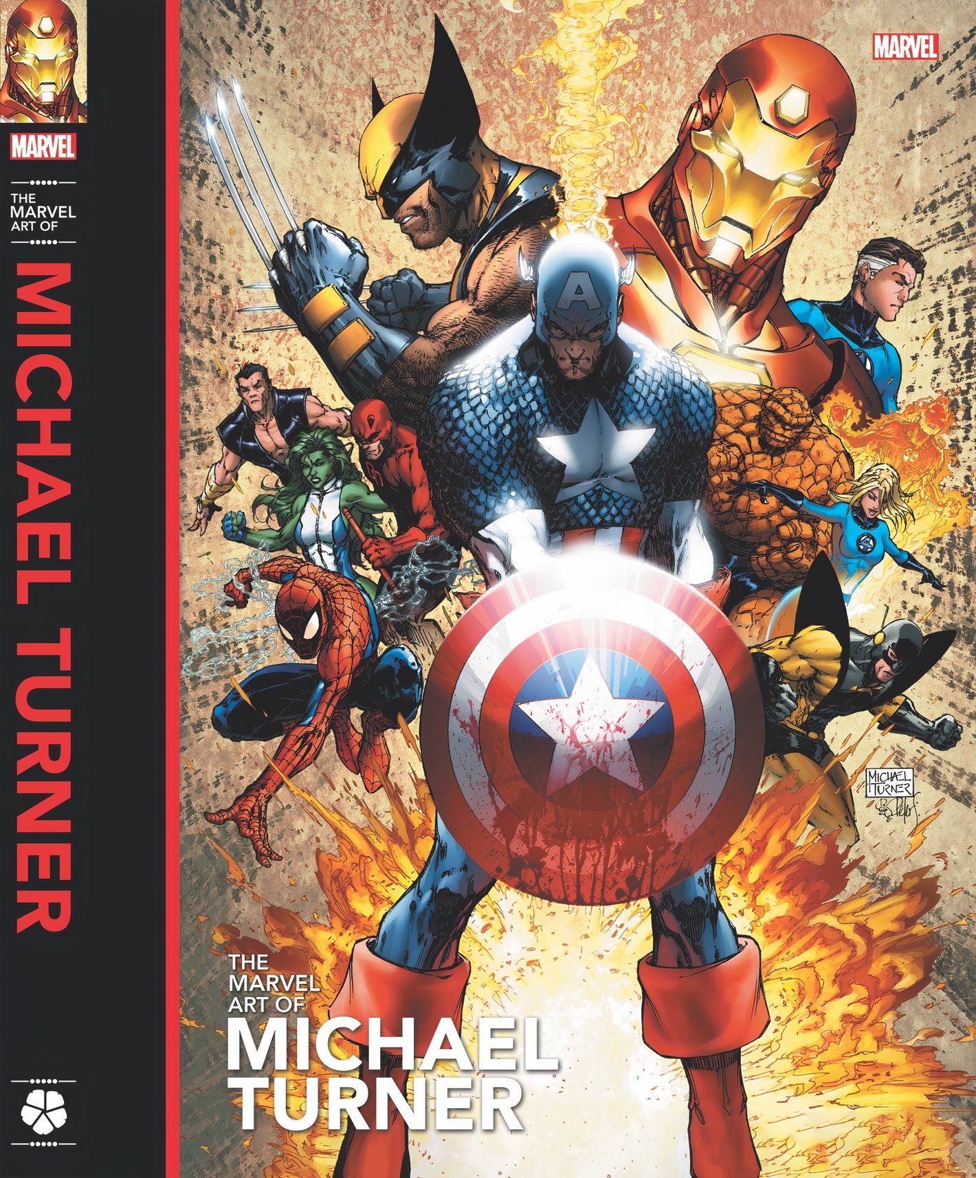 Marvel Art of Michael Turner Book Cover Art, apresentando uma imagem do Capitão América e os Vingadores da Guerra Civil.