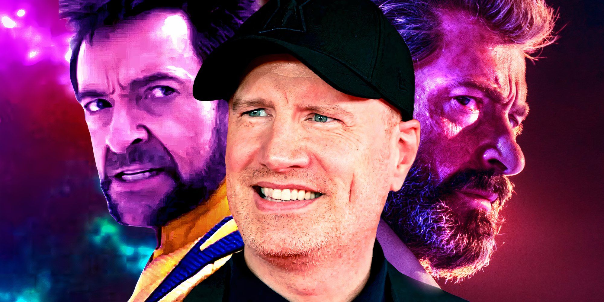 Marvel Studios CEO Kevin Feige Smiling and Hugh Jackman Frowning as Wolverine in Deadpool 3 and Logan