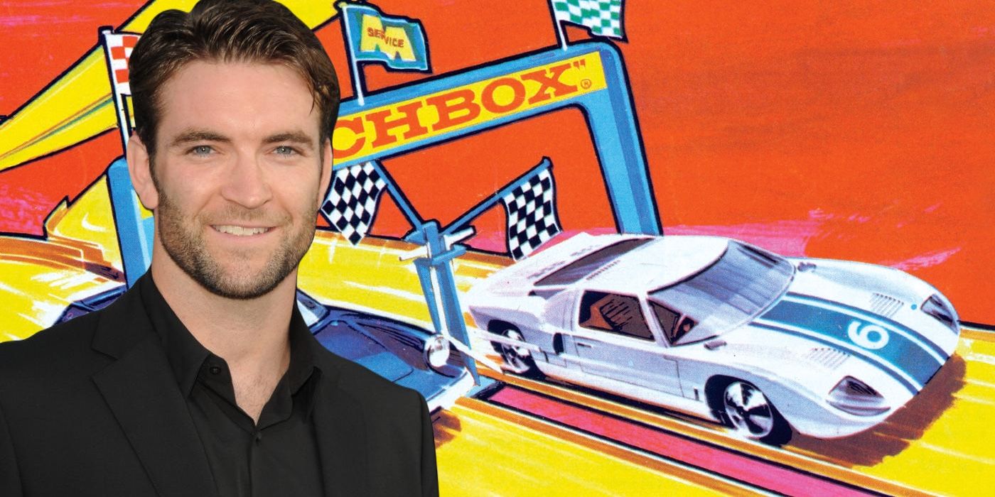 A composite image of a Matchbox Cars playlet with director Sam Hargrave
