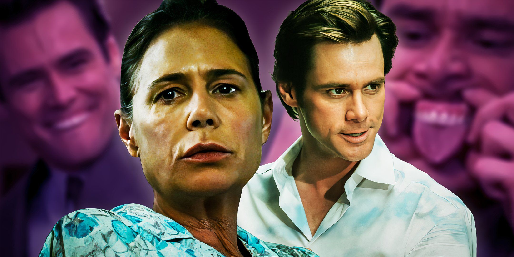 Maura Tierney as Doris in The Iron Claw and Jim Carrey in Liar Liar