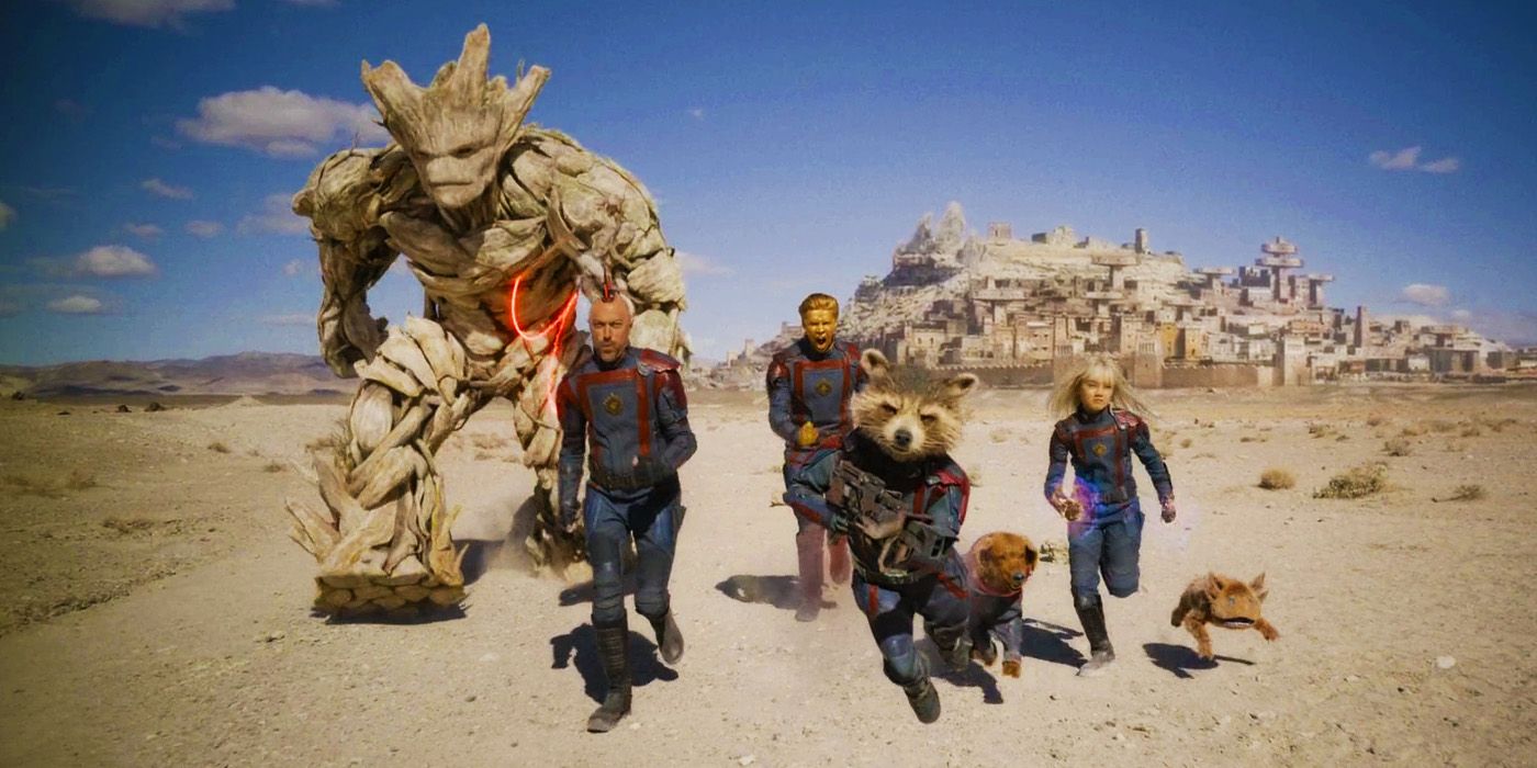 MCU's new Guardians of the Galaxy team running into battle in Guardians of the Galaxy Vol. 3 post-credits scene
