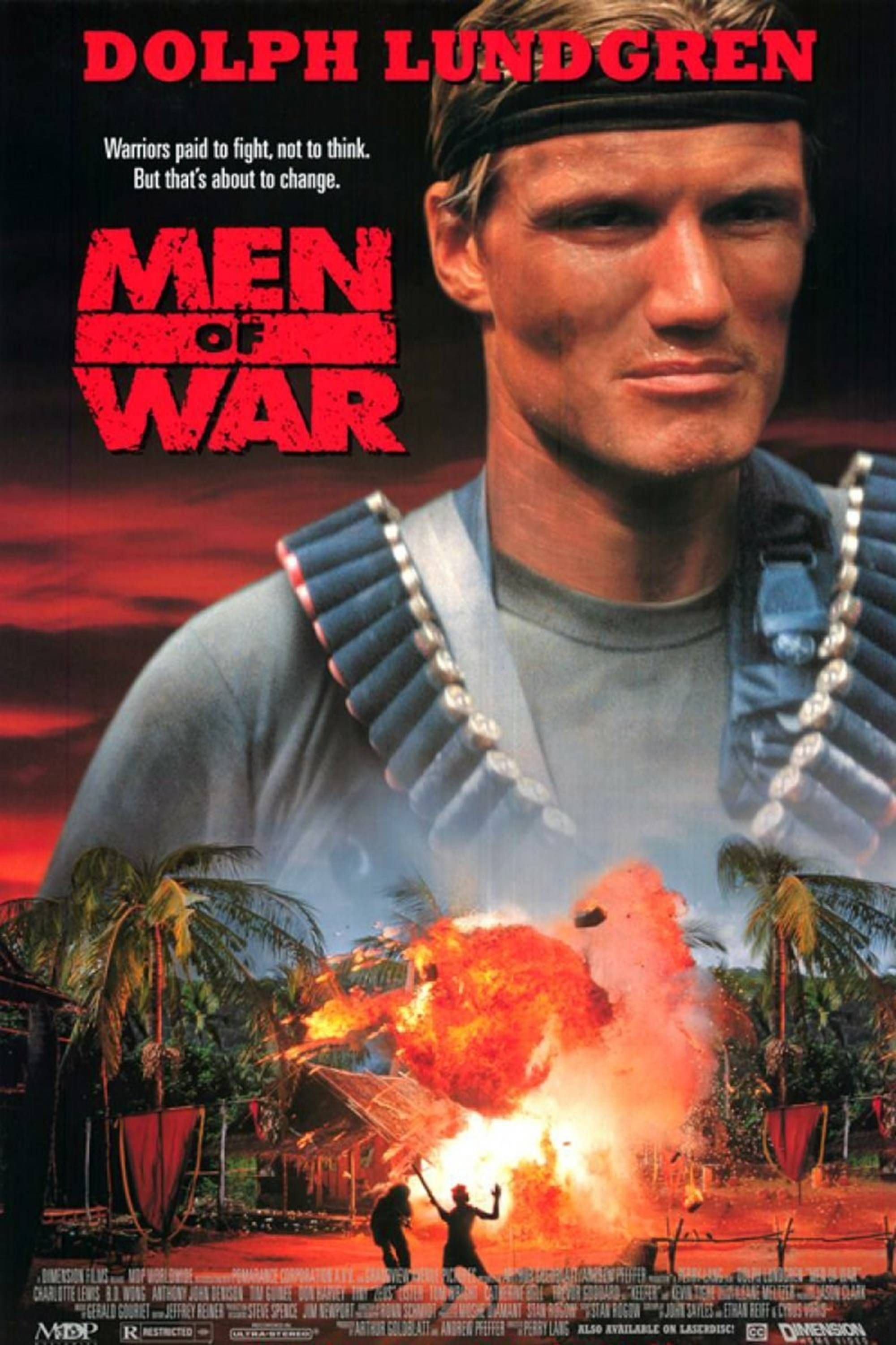 Men Of War (1994) - Pôster - Dolph Lundgren com balas no pescoço