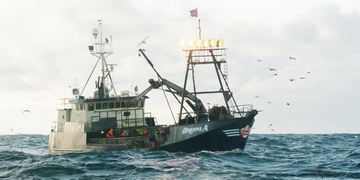 Men prepping pots on Brenna A in Deadliest Catch