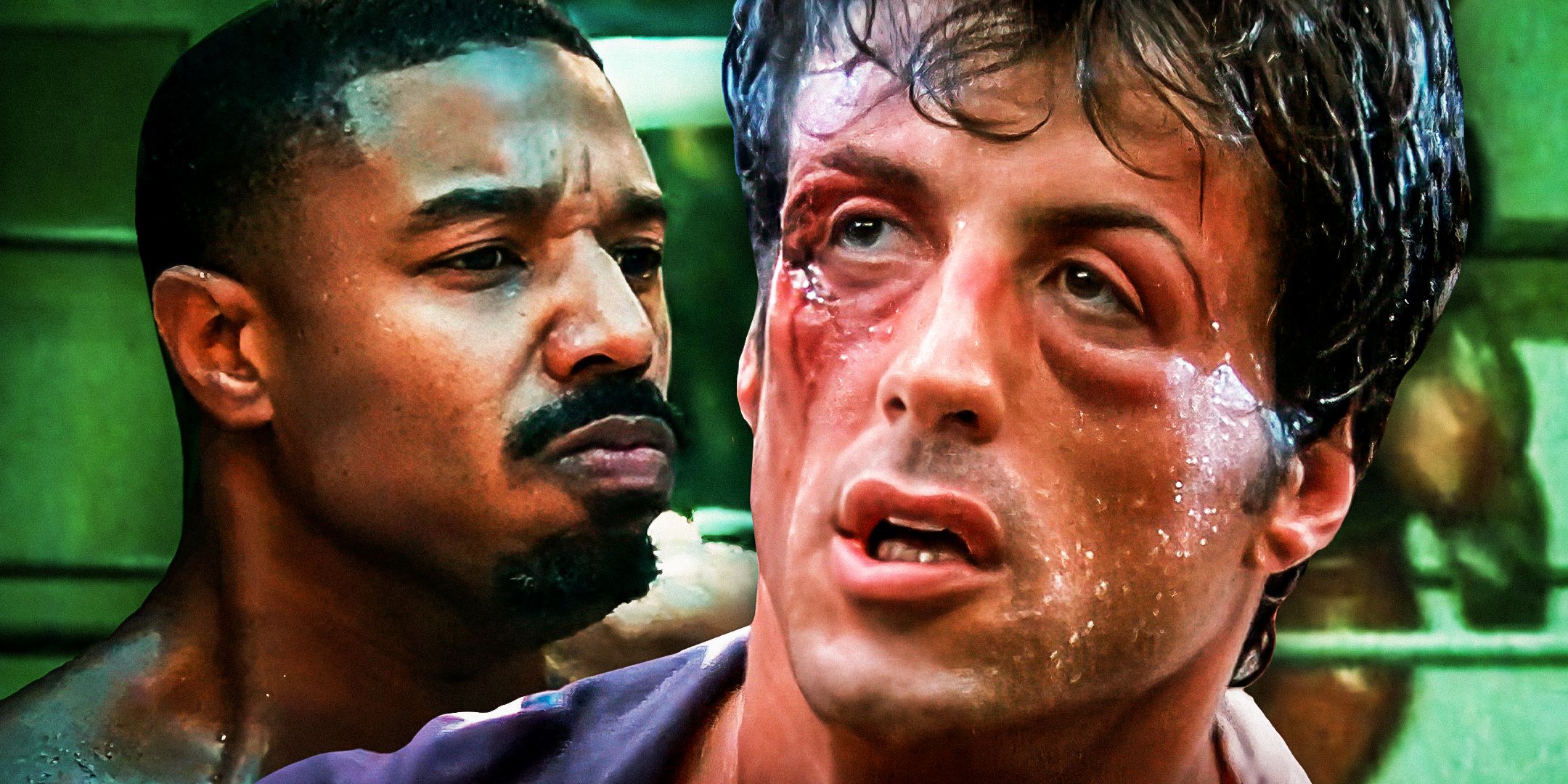 Michael B Jordan and Sylvester Stallone in Creed and Rocky IV