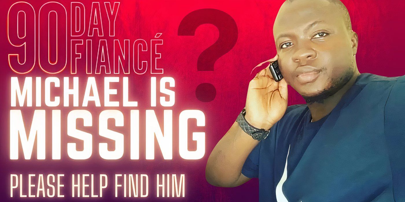 Michael Ilesanmi in 90 Day Fiance Missing Poster in red showing him with a phone