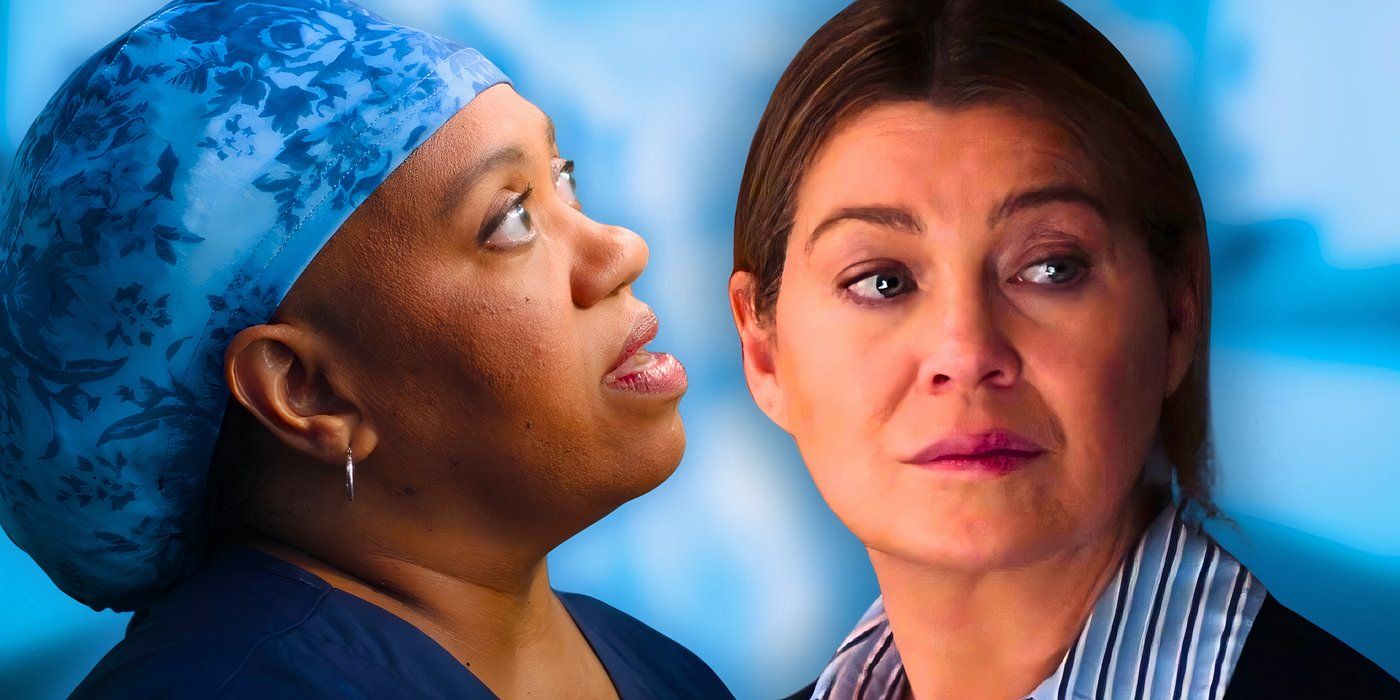 Miranda Bailey (Chandra Wilson) looks upset and Meredith Grey (Ellen Pompeo) looks worried in the Grey's Anatomy season 20 finale