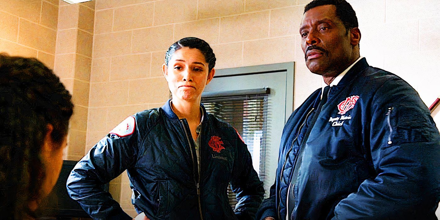 Miranda Mayo as Stella Kidd and Eammon Walker as Wallace Boden in Chicago Fire