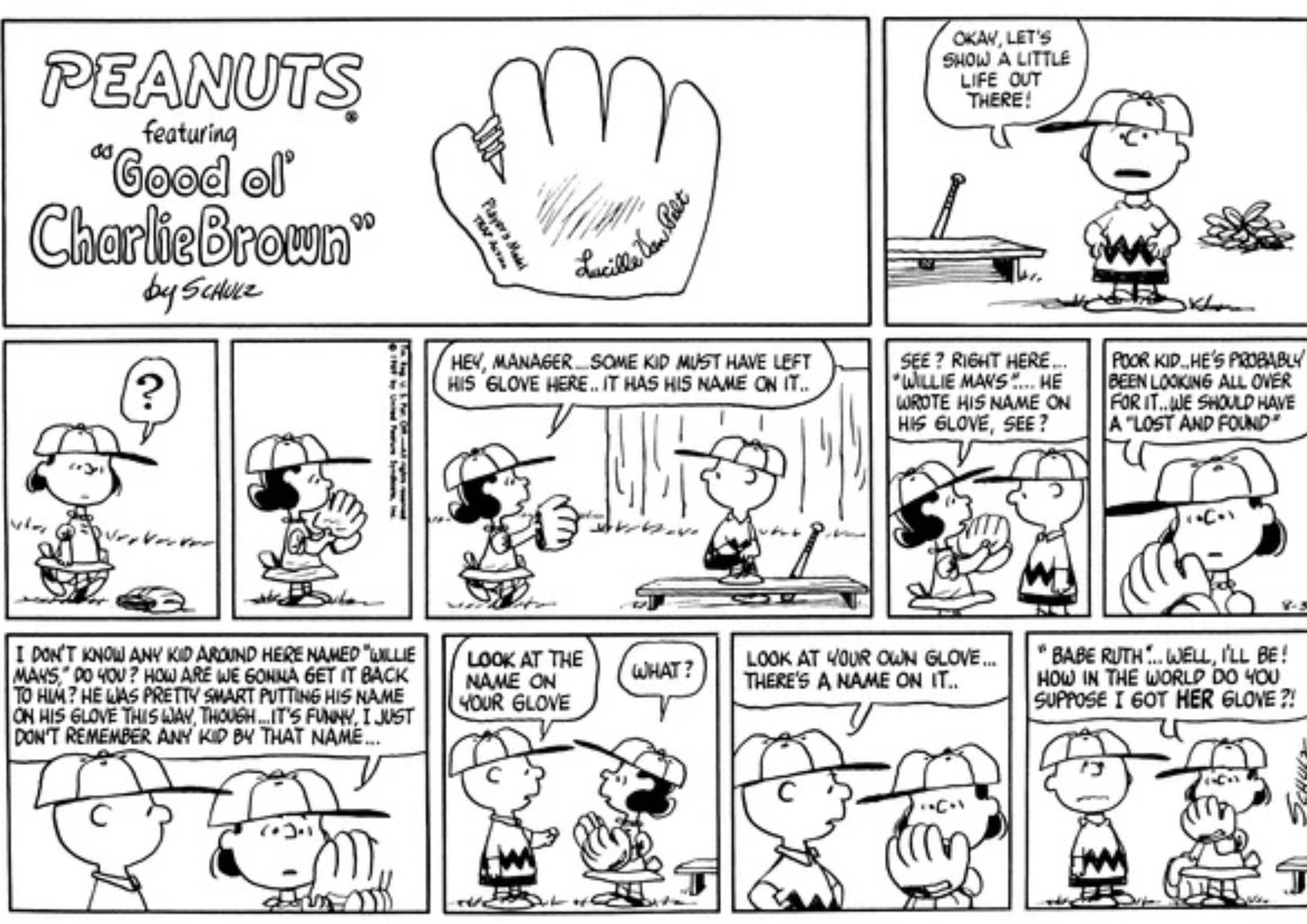 Charlie Brown and Lucy in Peanuts.