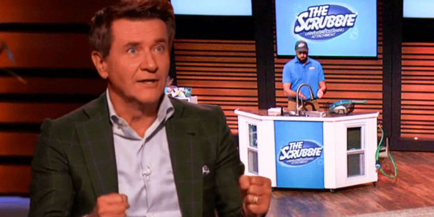 Blended image of Robert Herjavec and Scrubbie on Shark Tank