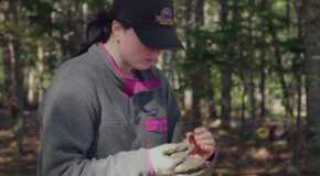 Emma Culligan finds something in the woods in The Curse of Oak Island