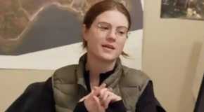Emma Culligan giving an interview in The Curse of Oak Island