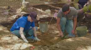 Emma Culligan digging in The Curse of Oak Island