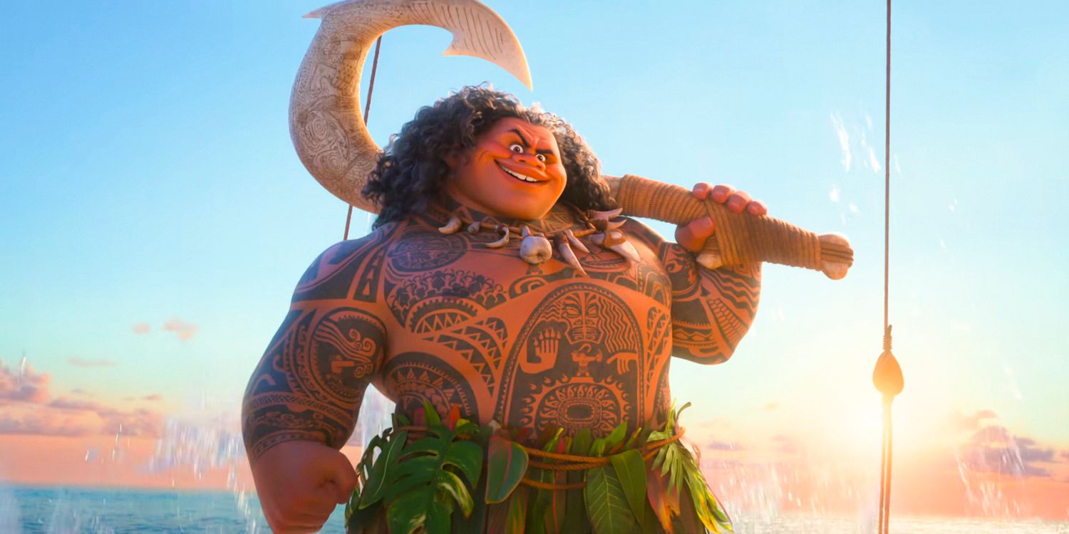 Maui and his giant fish hook in Moana 2 