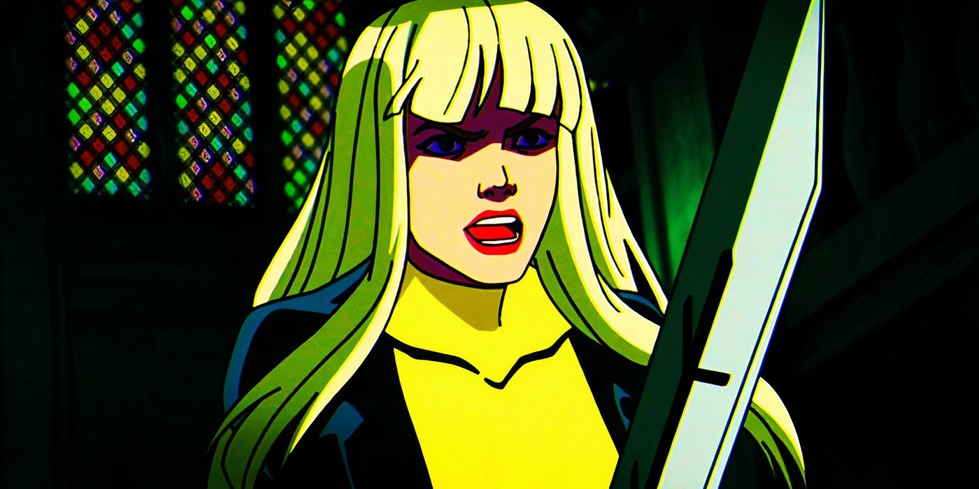 Morph como Magik atacando a Rainha Goblin com sua espada no episódio 3 de X-Men '97