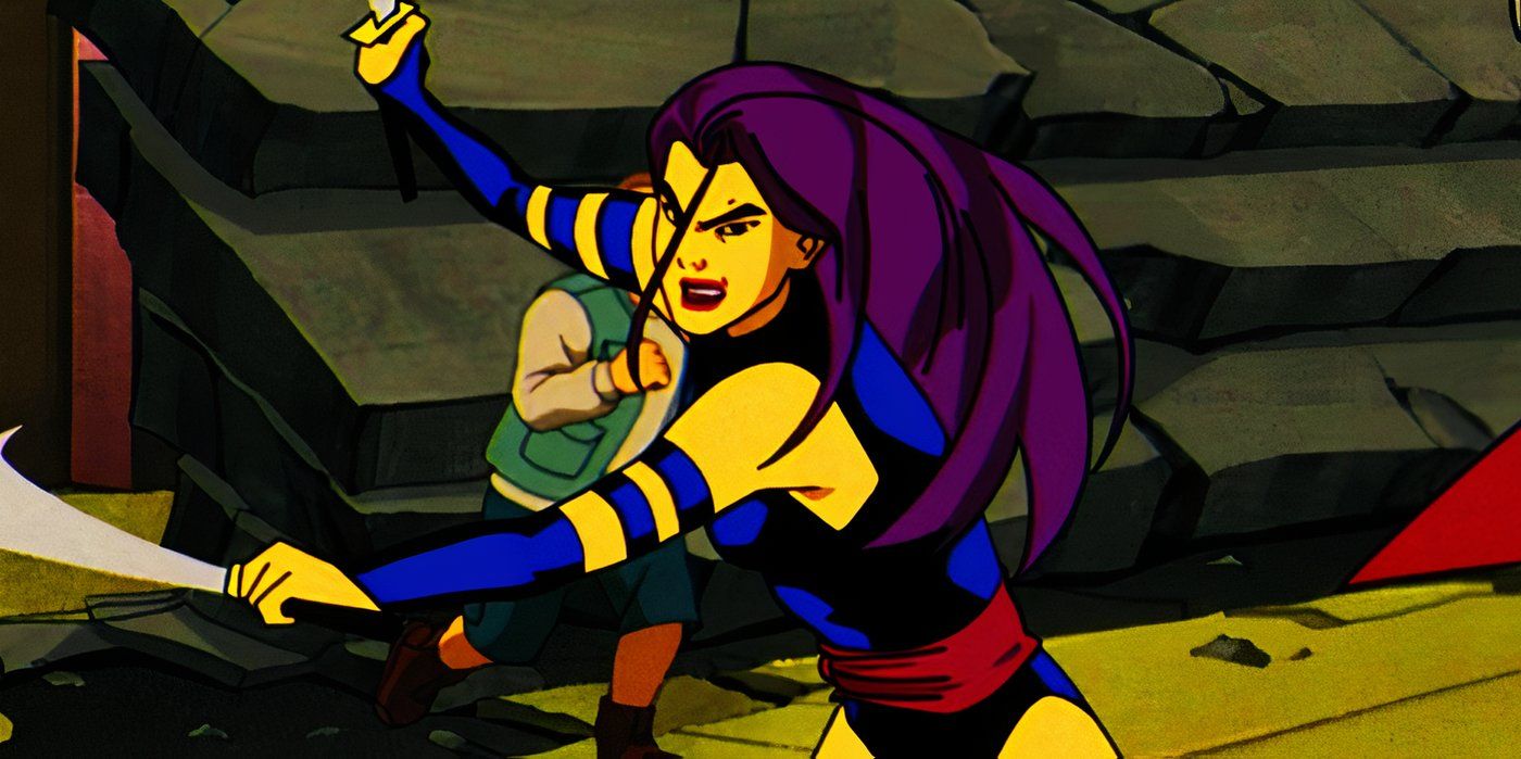 Morph impersonating Psylocke fighting X-Cutioner in X-Men '97
